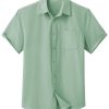 31-R7t9nT1L.jpg Mens Button Down Short Sleeve Shirt Casual Dress Shirt Untucked Summer Shirts with Pocket