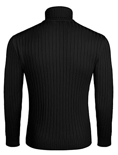 Men's Slim Fit Turtleneck Sweater Casual Pullover Sweater Lightweight Ribbed Sweater