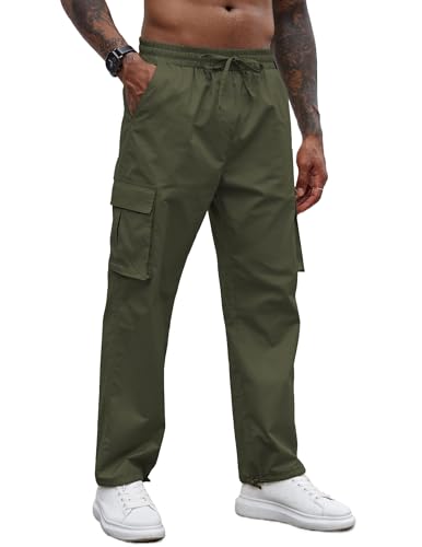 Men's Casual Cargo Pants Cotton Drawstring Athletic Jogger Sweatpants