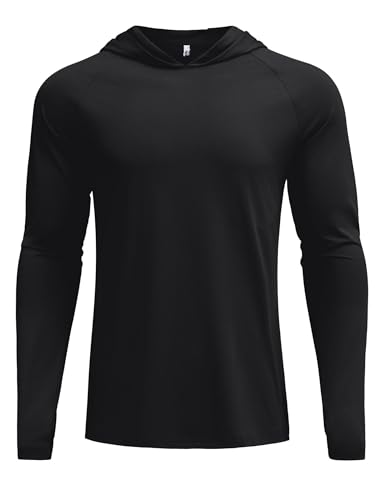 Mens UPF 50+ Hoodie Shirts Long Sleeve Rash Guard Sun Protection Fishing Shirts Lightweight Quick Dry Hoodies