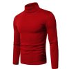 Turtleneck Men Shirt Long Sleeve Ribbed Knitted Casual TShirt Slim Fit Cotton Turtle Neck Pullover Sweater