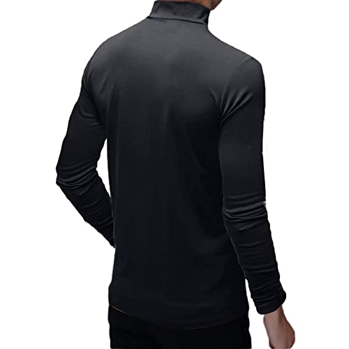 Mens Fashion T-Shirts Mock Turtleneck Undershirts Thermal Underwear Long Sleeve Slim Fit Stretch Basic Pullover
