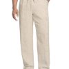 Men's Casual Linen Pants Elastic Waist Drawstring Beach Summer Pants Lightweight Linen Trousers