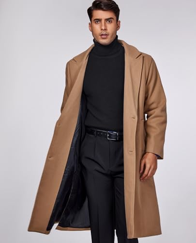 Mens Turtleneck Sweater Waffle Knit Long Sleeve Pullover Sweaters Solid Thermal Casual Pullovers
