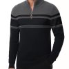 MAGNIVIT Men's Sweater Quarter Zip Striped Pullover Fall Winter Spring Color Block Polo Sweatshirts