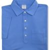 Mens Slim Fit Soft Knit Cotton Pocket Four Button Polo Shirt,