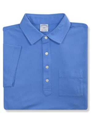 Mens Slim Fit Soft Knit Cotton Pocket Four Button Polo Shirt,