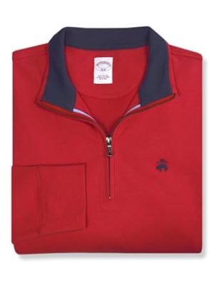 Mens Classic Fit Contrast Collar Quarter Zip Cotton Sweatshirt,