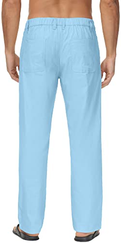 Men's Linen Pants Casual Elastic Waist Drawstring Yoga Beach Trousers
