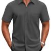 31JU5H8cN1L.jpg Men's Short Sleeve Button Down Shirts Casual Dress Shirts for Men Untucked Shirt with Pocket
