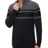 MAGNIVIT Men's Sweater Quarter Zip Striped Pullover Fall Winter Spring Color Block Polo Sweatshirts