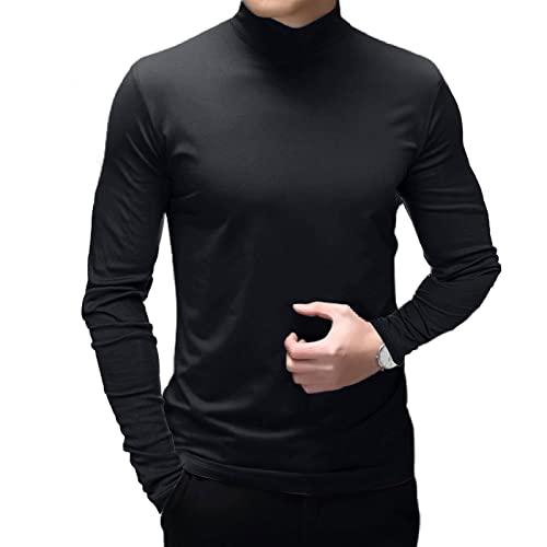 Mens Fashion T-Shirts Mock Turtleneck Undershirts Thermal Underwear Long Sleeve Slim Fit Stretch Basic Pullover