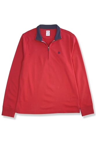 Mens Classic Fit Contrast Collar Quarter Zip Cotton Sweatshirt,