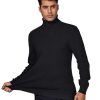 Mens Turtleneck Sweater Waffle Knit Long Sleeve Pullover Sweaters Solid Thermal Casual Pullovers