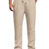 Men's Casual Chino Pants Relaxed Fit Drawstring Elastic Waist Lightweight Pant Twill Pleated Trousers
