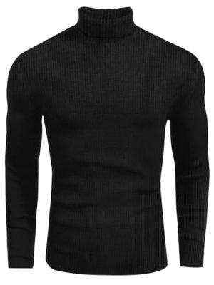 Mens Ribbed Turtleneck Shirts Lightweight Long Sleeve Thermal Undershirts Pullover Casual Sweater S-XXL