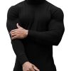 Mens Turtleneck Sweaters Slim Fit Basic Knitted Thermal Casual Long Sleeve Pullover Sweatshirt
