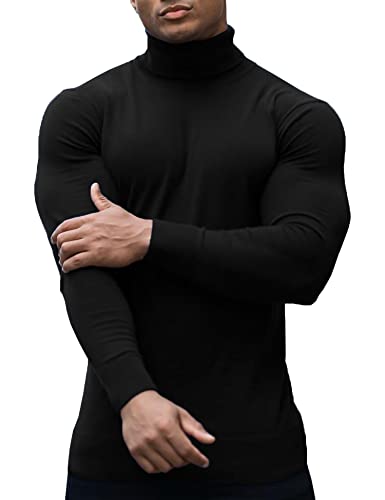 Mens Turtleneck Sweaters Slim Fit Basic Knitted Thermal Casual Long Sleeve Pullover Sweatshirt