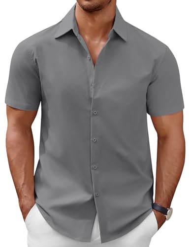 Men's Short Sleeve Button Down Casual Shirts for Men Summer Untucked Shirts