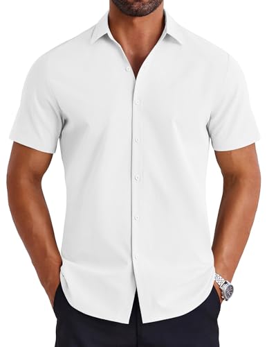 Mens Button Down Shirts Short Sleeve Casual Shirt Summer Untucked Dress Shirts