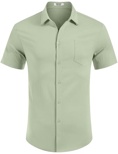 Mens Button Down Shirt Short Sleeve Causal Beach Shirts Summer Shirts with Pocket