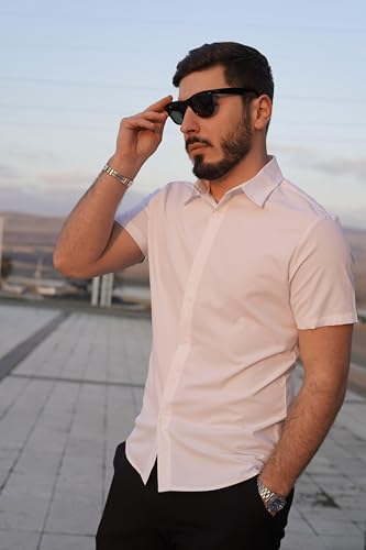Mens Button Down Shirts Short Sleeve Casual Shirt Summer Untucked Dress Shirts
