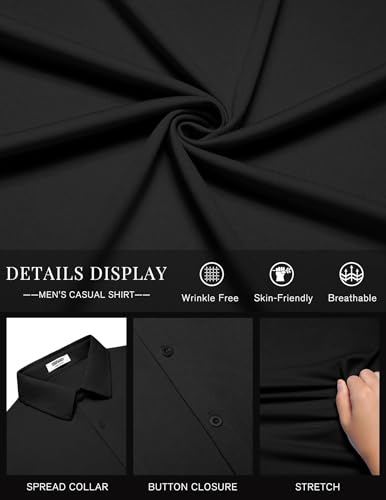 Mens Casual Button Down Shirts Short Sleeve Wrinkle Free Shirt Untucked Summer Stretch Dress Shirt