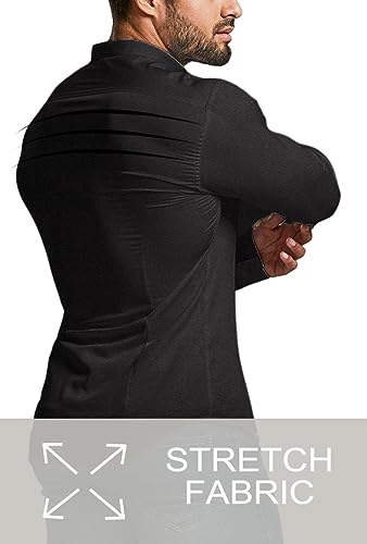 31lrUeC7ARL.jpg Men’s Muscle Fit Dress Shirts Athletic Slim Fit Long Sleeve Stretch Casual Button Down Shirt