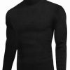 Mens Ribbed Turtleneck Shirts Lightweight Long Sleeve Thermal Undershirts Pullover Casual Sweater S-XXL