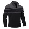 MAGNIVIT Men's Sweater Quarter Zip Striped Pullover Fall Winter Spring Color Block Polo Sweatshirts