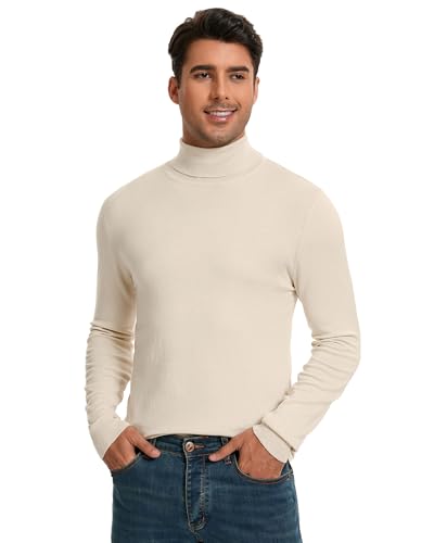 2 Pack Men's Turtleneck Sweater Slim Fit Knitted Basic Tops Lightweight Long Sleeve Ribbed Casual Pullover Top
