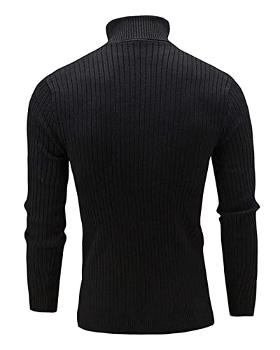 Men's Casual Slim Fit Turtleneck Pullover Sweaters Tops with Twist Patterned