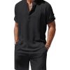 Men's 2 Pieces Linen Set Henley Shirt Short Sleeve and Shorts Summer Beach Yoga Matching Outfits