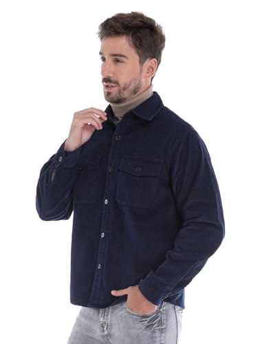 Men'S Corduroy Shirt Jacket Long Sleeve Shirts Button Down Shacket Casual Vintage