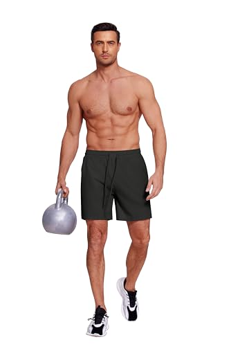 Men's 2 in 1 Running Shorts 2 Pack Athletic Shorts Quick Dry Gym Training Workout Shorts with Pockets