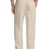 Men's Casual Linen Pants Elastic Waist Drawstring Beach Summer Pants Lightweight Linen Trousers