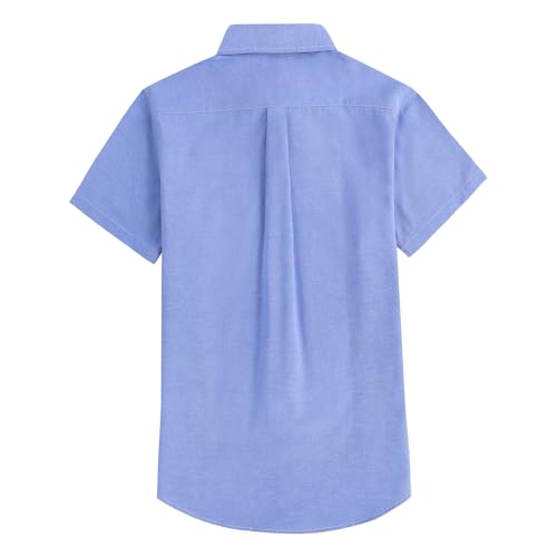 Men's Cotton Oxford Shirt Short Sleeve Button Down Business Casual with Chest Pocket for Gifts