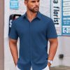 41-BjXncWlL.jpg Men's Casual Dress Shirt Short Sleeve Button Down Shirts Summer Wedding Untucked Shirt