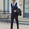 Men's Business Suit Vests Slim Fit Formal Dress Waistcoat Groomsman Vest For Wedding