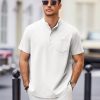 Mens Casual Henley Shirts Band Collar Short Sleeve T-Shirts Summer Stylish Beach Hippie Shirt
