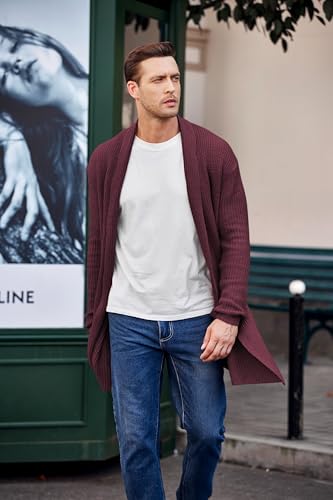 Mens Shawl Collar Long Cardigan Knit Ruffle Fashion Sweater Drape Cape