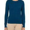 Women's Cashmere Wool Cable Crewneck Sweater