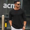 Men's Long Sleeve Tee Shirts Crew Neck T Shirt Solid Casual Basic Tees Soft Stretch T-Shirts