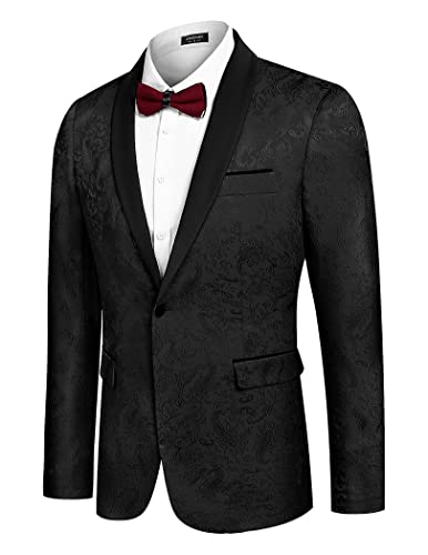 410SYxGSDXL.jpg Men's Floral Tuxedo Jacket Paisley Shawl Lapel Stylish Suit Blazer Jacket for Wedding, Dinner, Party, Prom