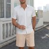 Mens Linen Shorts 9" Elastic Waist Drawstring Casual Shorts Lightweight Summer Beach Shorts