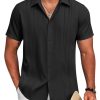 Mens Cuban Guayabera Shirt Short Sleeve Button Down Shirts Summer Beach Vacation Shirts