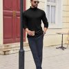 Mens Ribbed Turtleneck Shirts Lightweight Long Sleeve Thermal Undershirts Pullover Casual Sweater S-XXL