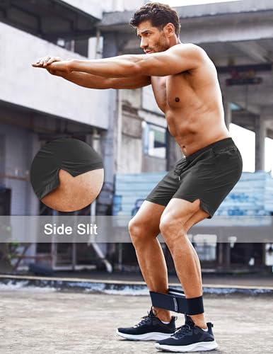411Ryhf27nL.jpg Men's Running Athletic Shorts 5 Inch 2 Pack Gym Workout Shorts Fitted Exercise Hiking Shorts with Zipper Pocket
