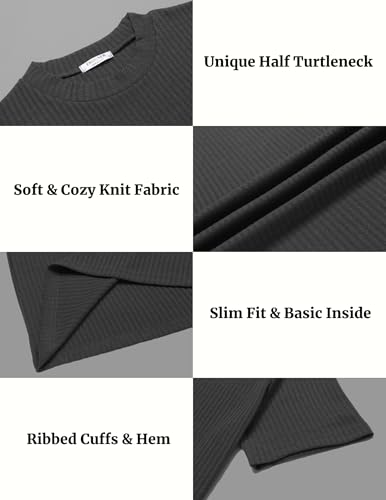 Mens Mock Turtleneck Short Sleeve Knit T Shirts Slim Fit Basic Thermal Tops Lightweight Tee S-XXXL