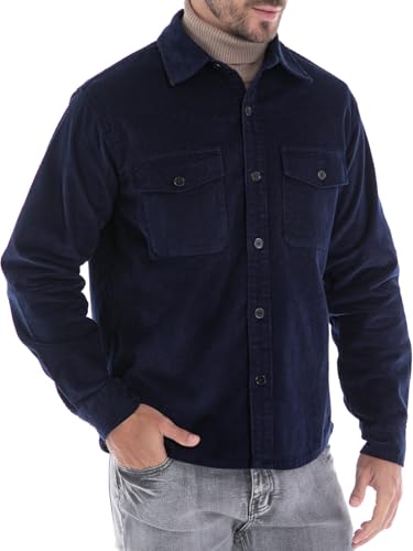 Men'S Corduroy Shirt Jacket Long Sleeve Shirts Button Down Shacket Casual Vintage